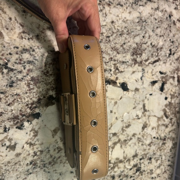 Tan Leather Clutch with Silver Accents - Picture 4 of 7